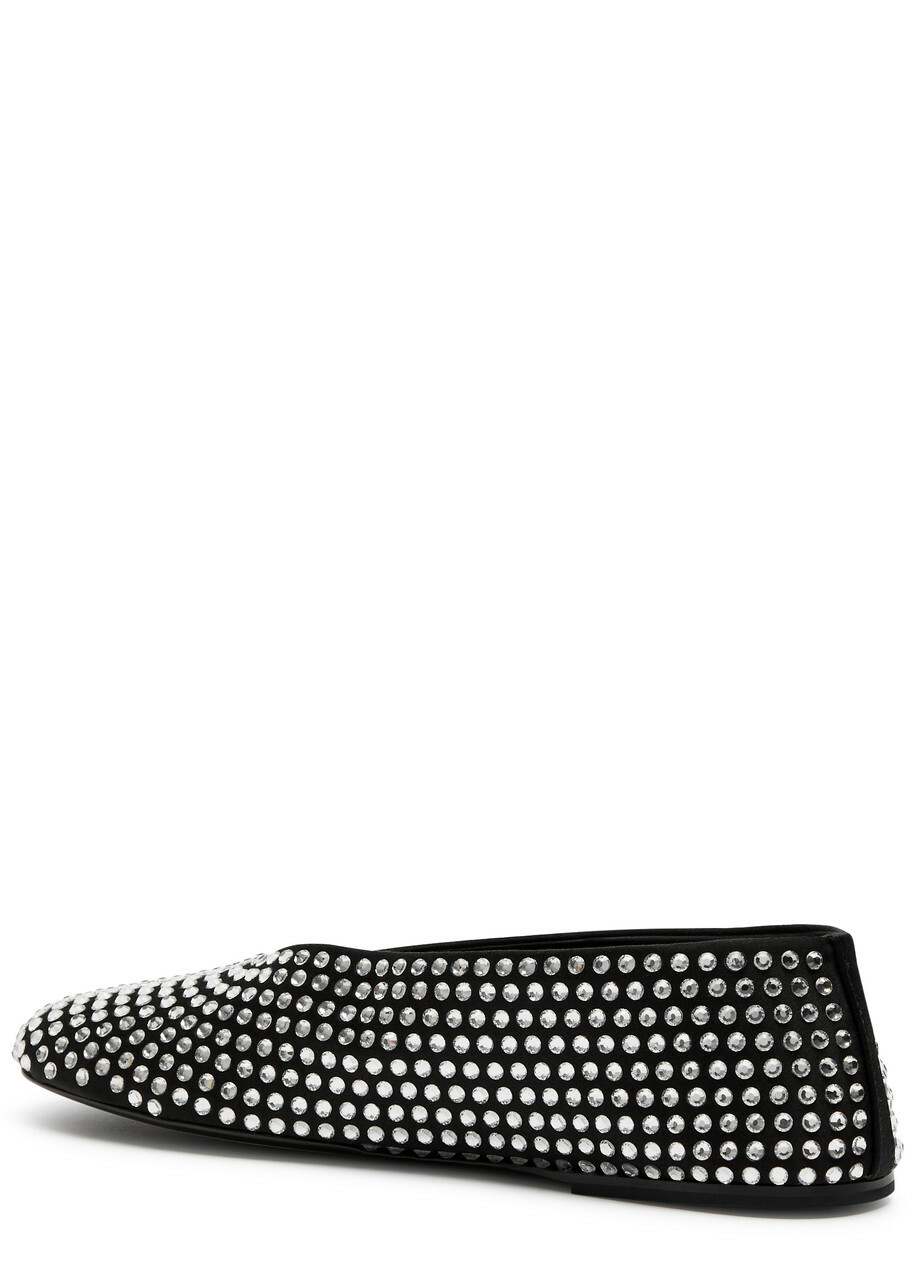 Khaite Marcy Crystal-embellished Satin Ballet Flats Black