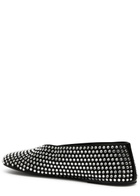 Khaite Marcy Crystal-embellished Satin Ballet Flats Black