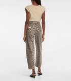 Ganni - Stary leopard-print barrel-leg jeans
