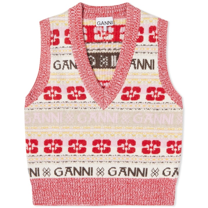 Photo: GANNI Women's Logo Wool Mix Vest in Multicolour