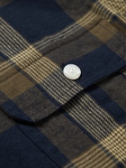 Drake's - Checked Cotton-Blend Twill Shirt - Blue