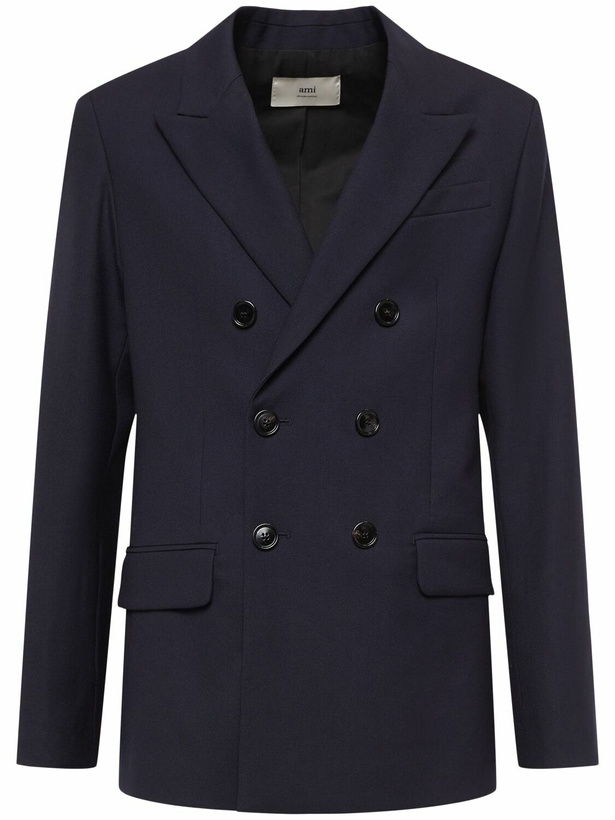 Photo: AMI PARIS Double Breasted Wool Gabardine Blazer