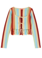 Kitri Taylor Striped Crochet-knit Cardigan Multicoloured