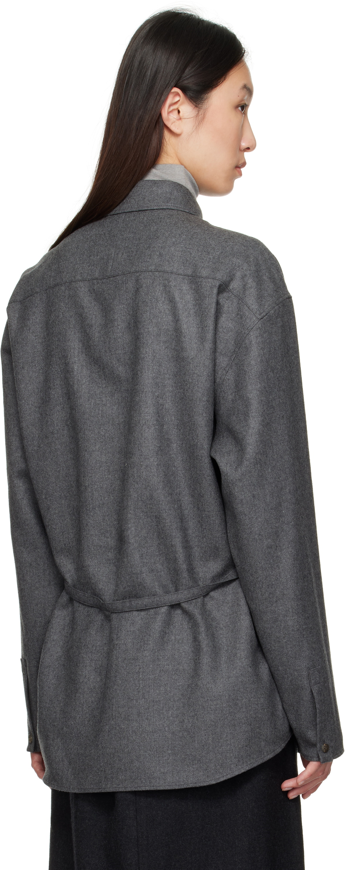 LE17SEPTEMBRE Gray Oversized Belted Shirt