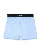 TOM FORD - Stretch-Cotton Poplin Boxer Shorts - Blue