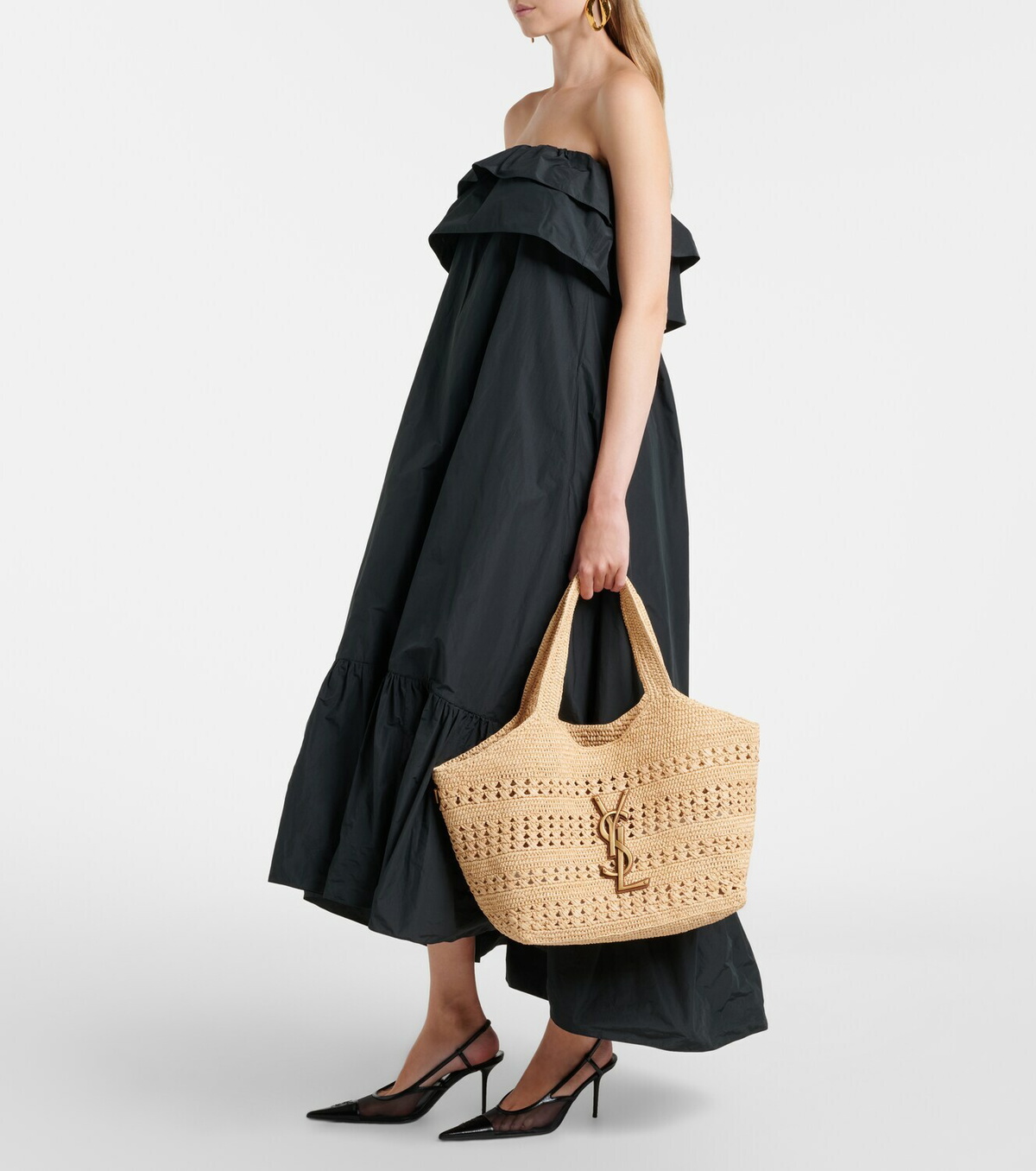 Saint Laurent Icare Medium raffia tote bag