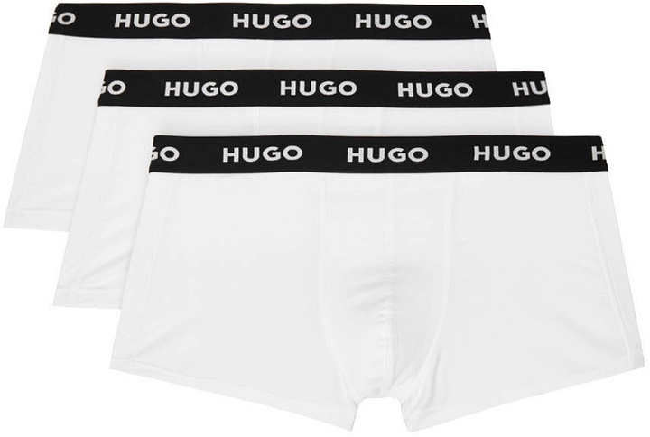 Photo: Hugo Three-Pack White Logo Trunks