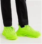 BALENCIAGA - Triple S Neon Mesh and Leather Sneakers - Yellow