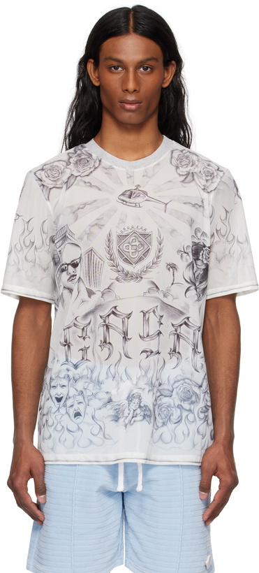 Photo: Casablanca Gray Tattoo Mesh T-shirt