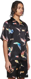 Nahmias Black Silk Hummingbird Shirt