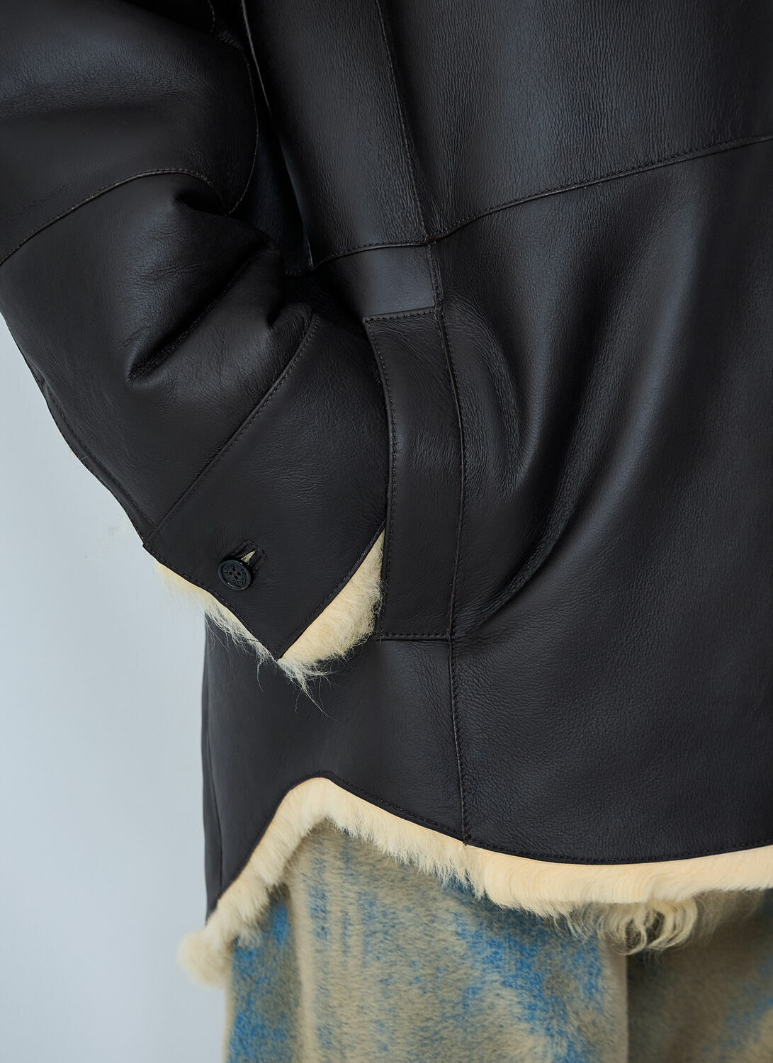 Acne Studios Shearling-Collar Leather Jacket
