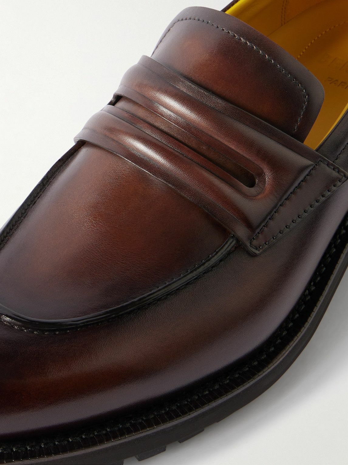 Berluti - New Oslo Venezia Leather Penny Loafers - Brown