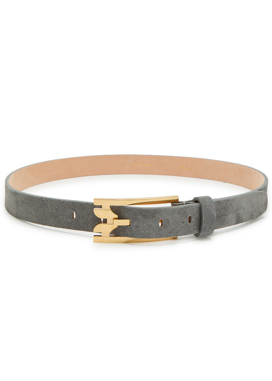 Victoria Beckham Pin-buckle Suede Belt Grey