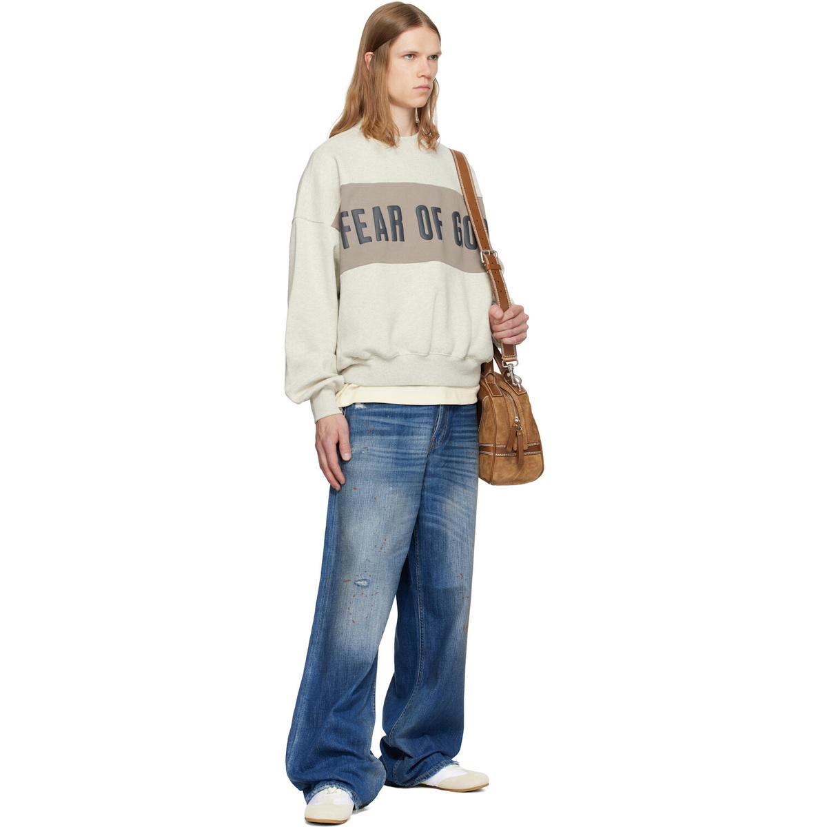 Fear of God ESSENTIALS Gray Cropped Relaxed Panelled Sweatshirt