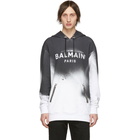 Balmain Black and White Graffiti Logo Hoodie