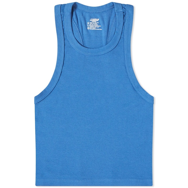 Photo: Mayde Women's Cropped Ribbed Tank Vest in Pacific