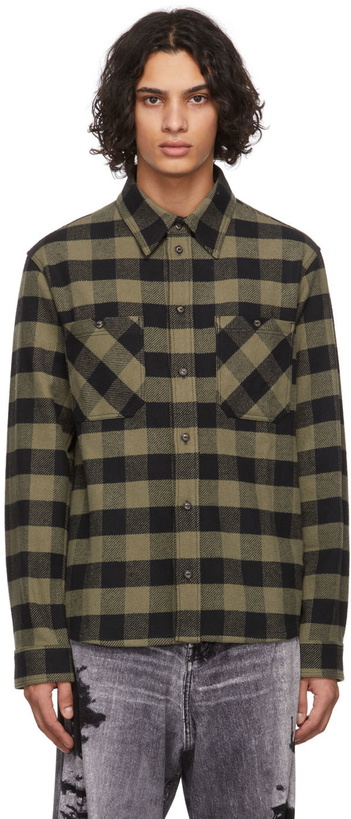 Photo: Off-White Green & Black Arrow Flannel Shirt