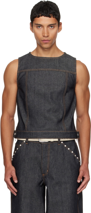 Photo: Veneda Carter SSENSE Exclusive Navy Boxy Denim Vest