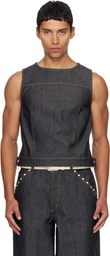 Veneda Carter SSENSE Exclusive Navy Boxy Denim Vest