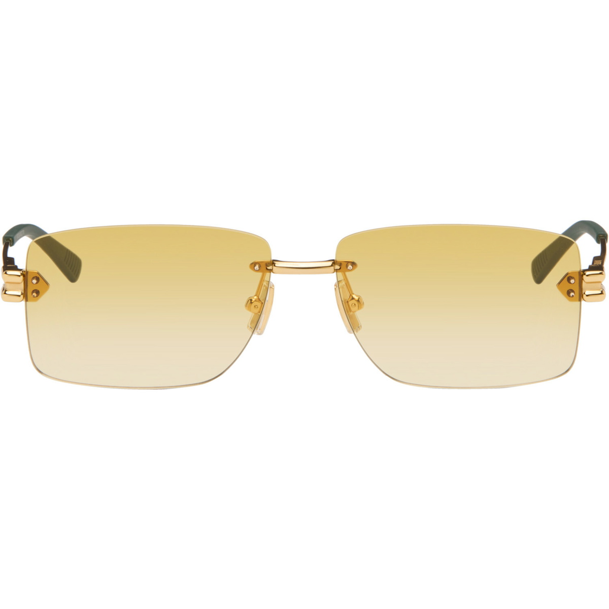 Bottega Veneta Gold Lock Rectangular Sunglasses