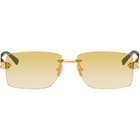 Bottega Veneta Gold Lock Rectangular Sunglasses