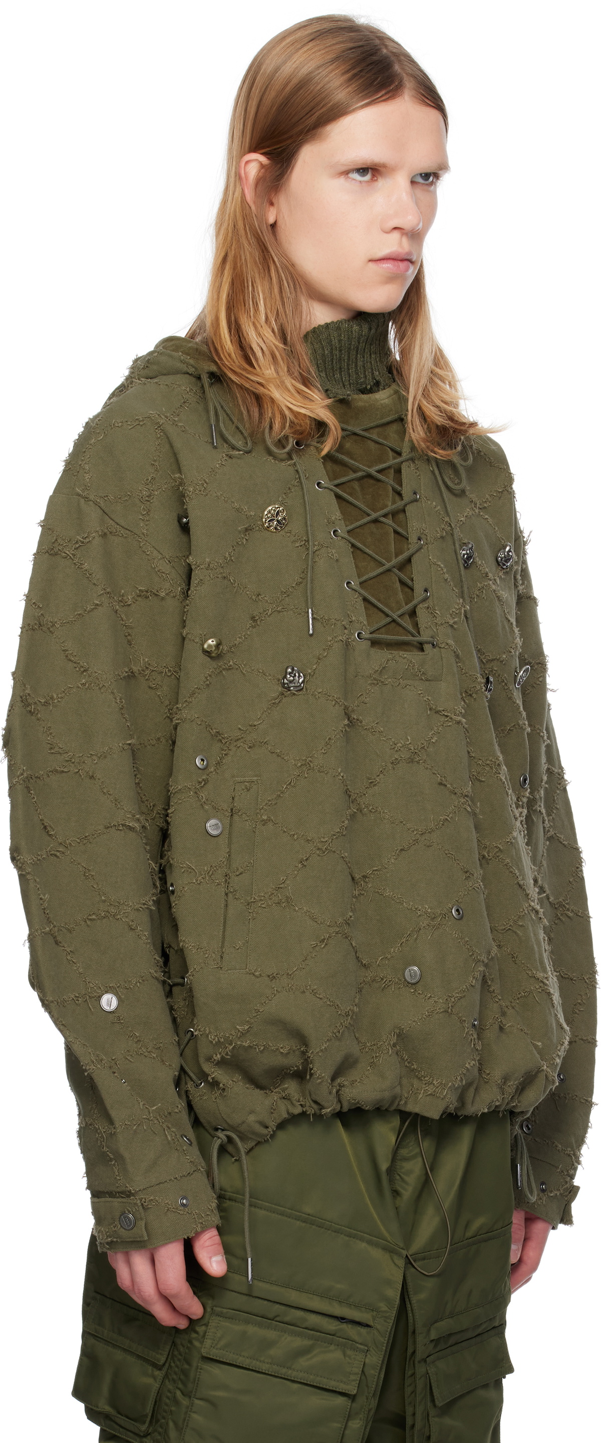 Andersson Bell Khaki Lace-Up Hoodie