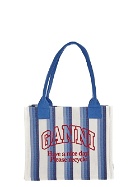 Ganni Large Striped Canvas Tote Bag