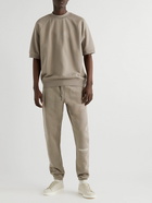 FEAR OF GOD ESSENTIALS - Slim-Fit Tapered Logo-Flocked Cotton-Blend Jersey Sweatpants - Brown