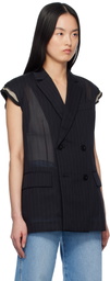 sacai Black High Twist Voile Vest