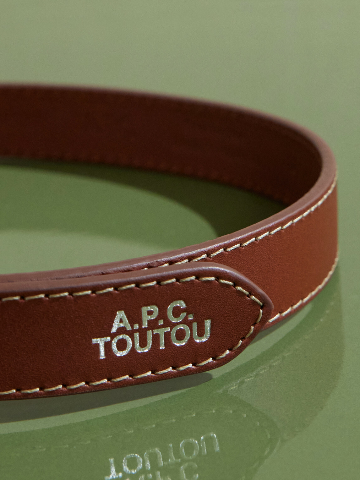 A.P.C. - Toutou Logo-Print Leather Dog Collar - Brown