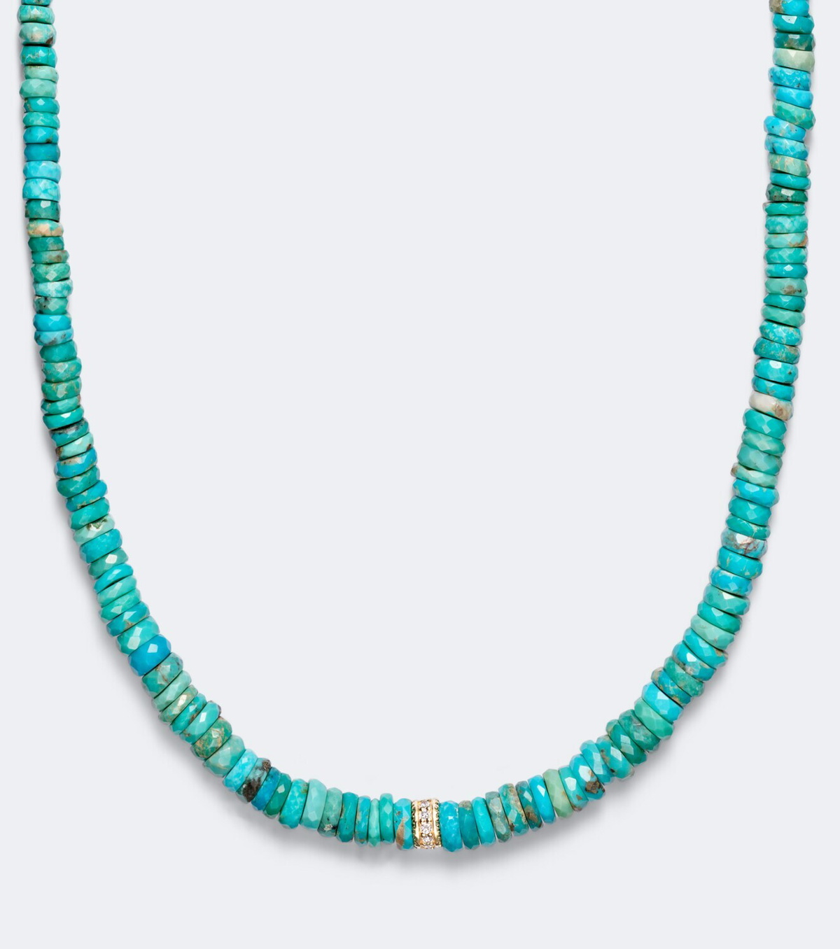 Sydney Evan 14kt gold beaded necklace with turquoise and diamonds