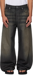 Alexander Wang Black Leather Look Relaxed Jeans