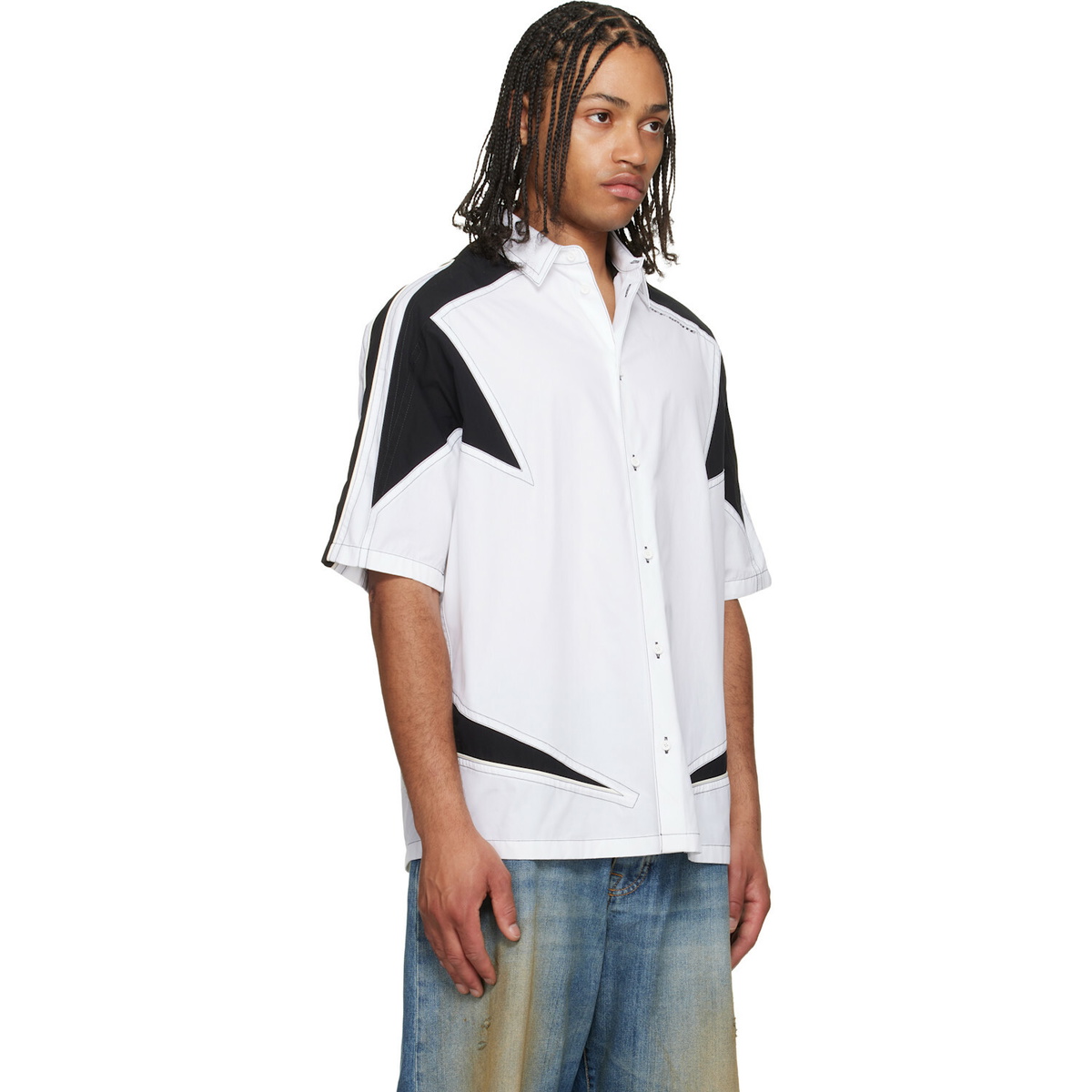 Off-White White & Black Race Logo Star Bowling Shirt