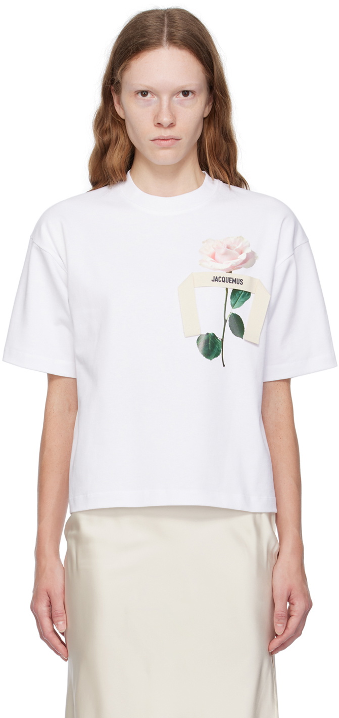 Jacquemus White Le Chouchou 'Le T-Shirt Rose' T-Shirt Jacquemus