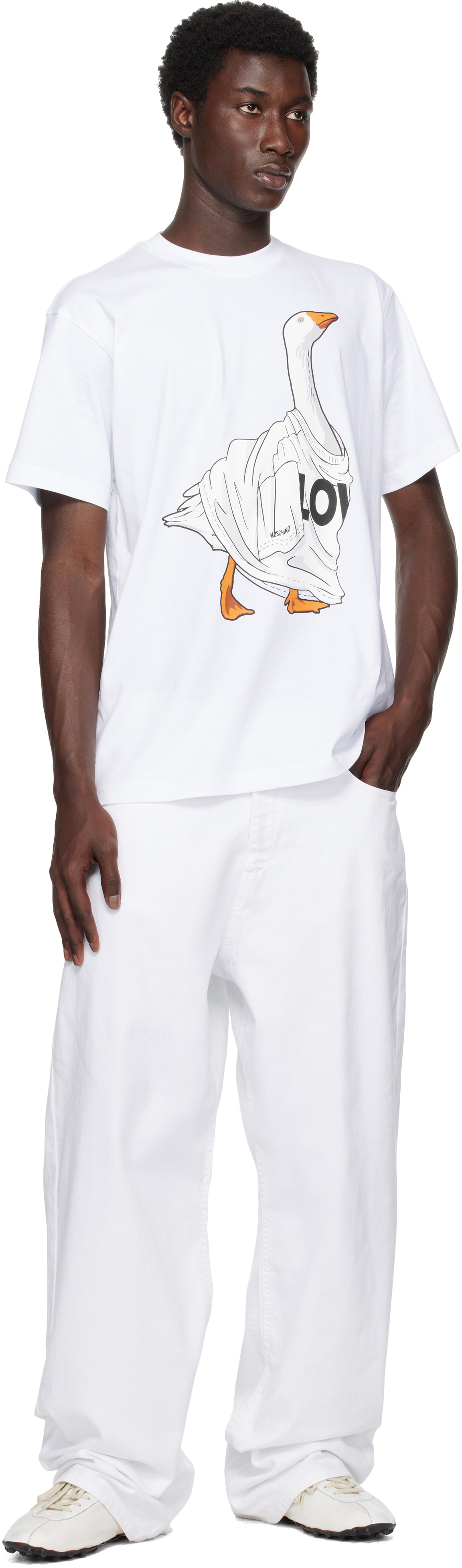 Moschino White Goose Organic Cotton T-Shirt