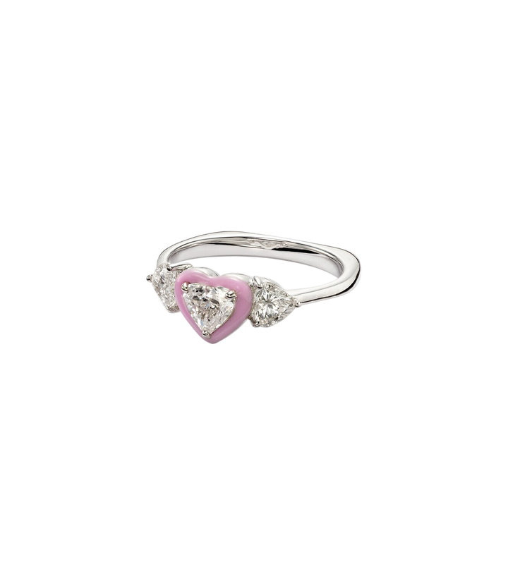 Photo: Kamyen 18kt white gold and enamel ring with diamonds