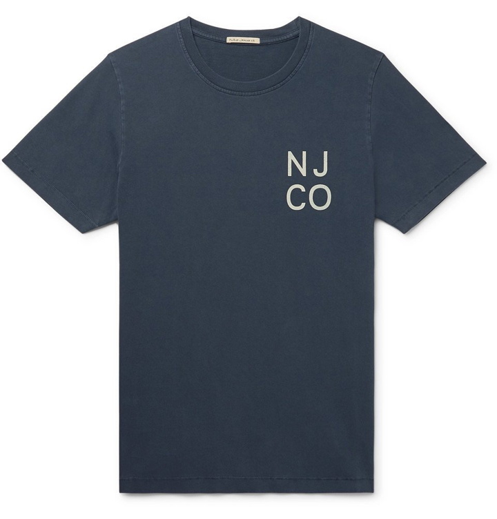 Photo: Nudie Jeans - Roy Logo-Print Organic Cotton-Jersey T-Shirt - Navy