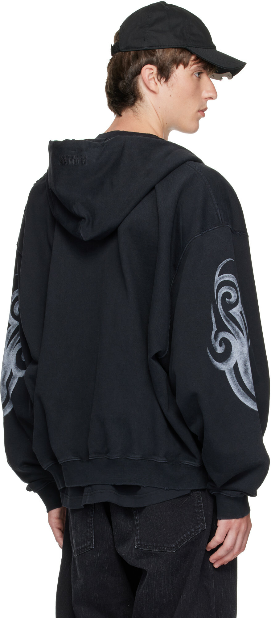 VETEMENTS Black Graffiti Zip Up Hoodie