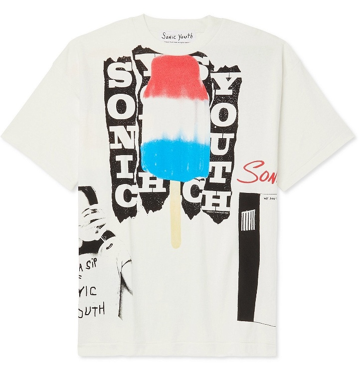 Photo: FLAGSTUFF - Sonic Youth Printed Cotton-Jersey T-Shirt - White