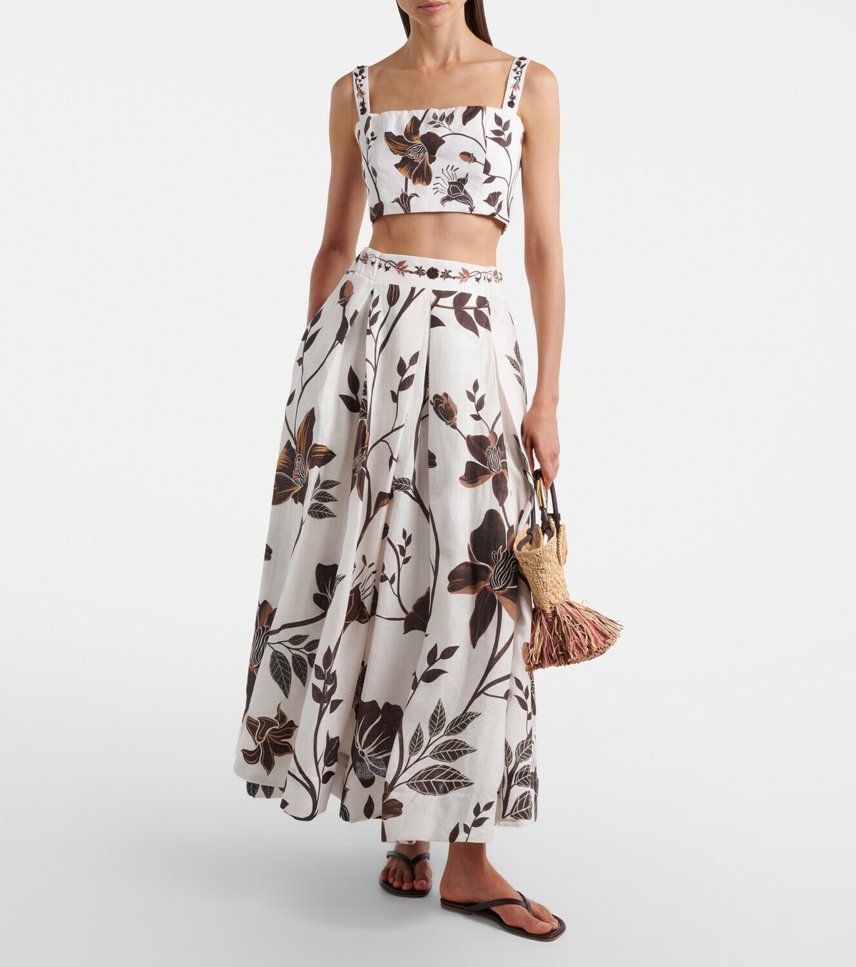 Agua by Agua Bendita Delta floral linen maxi skirt