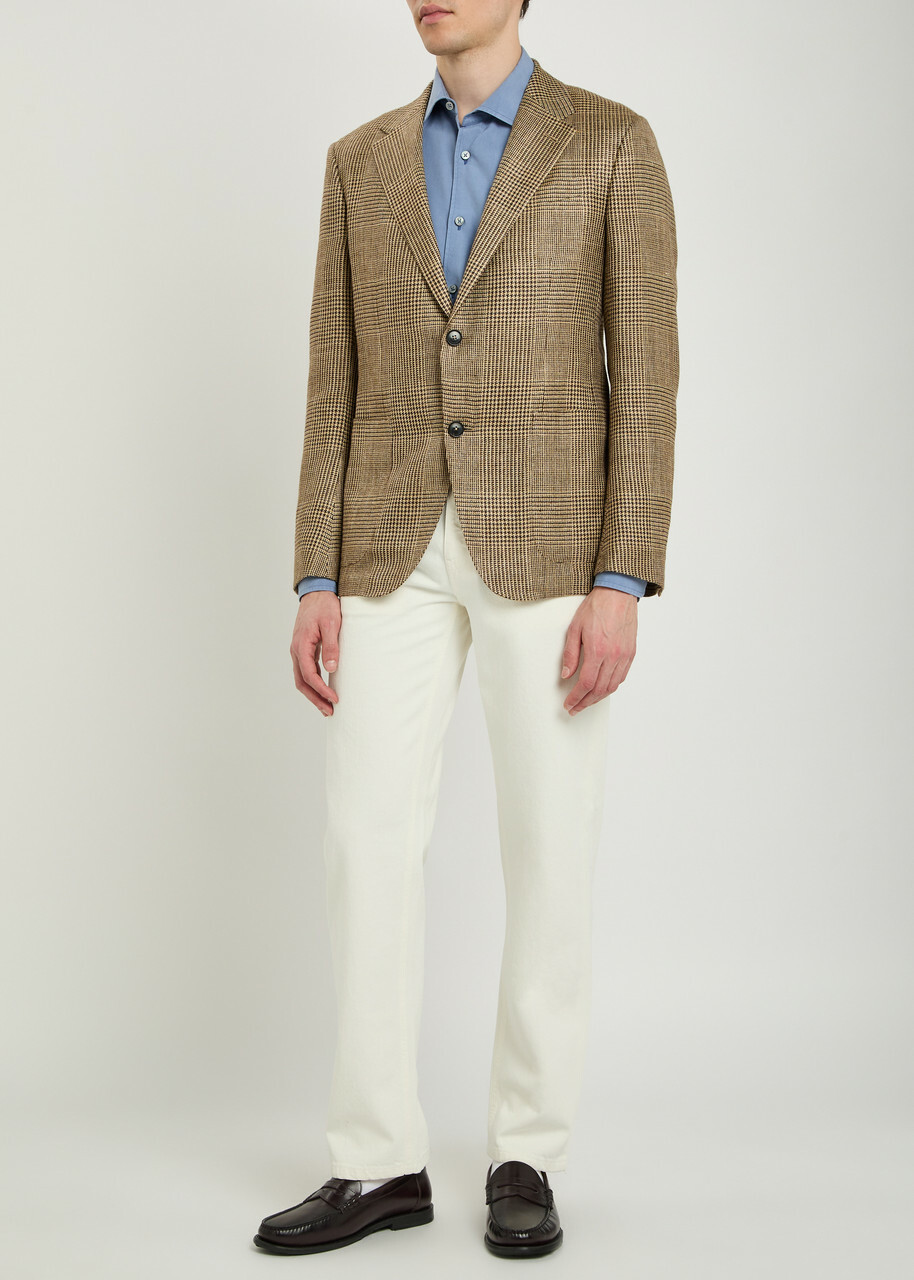Zegna Houndstooth Woven Blazer Multicoloured 1