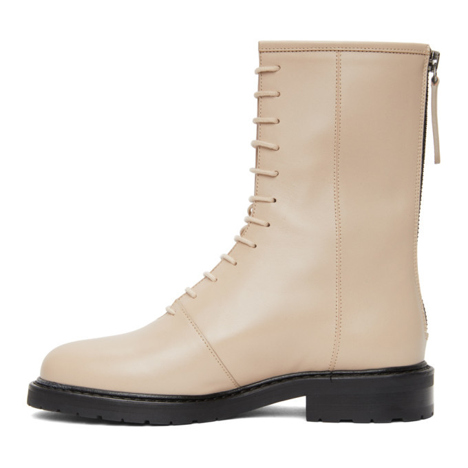 Legres Beige Leather Combat Boots Legres