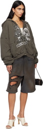 LU'U DAN Gray Wadded Hoodie