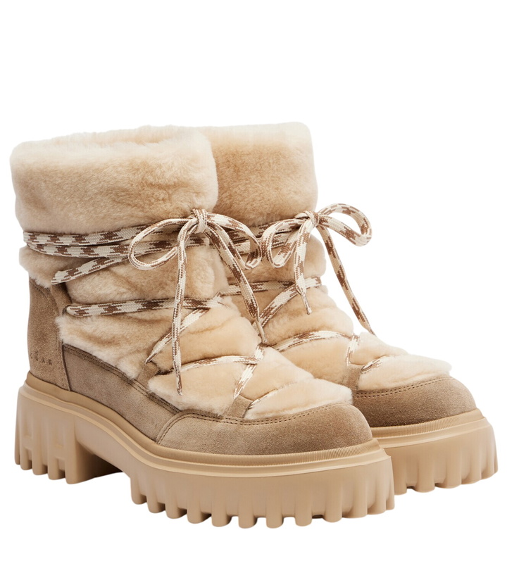 Photo: Hogan Shearling and suede ankle boots