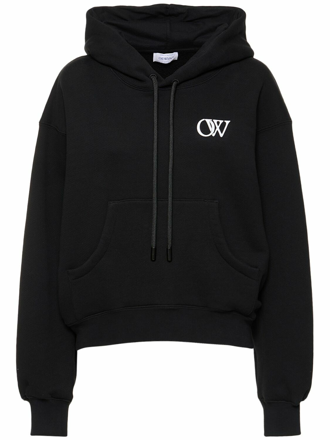 Photo: OFF-WHITE Flocked Cotton Hoodie with Logo
