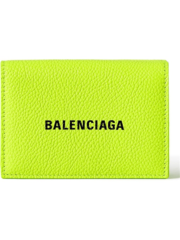 Photo: BALENCIAGA - Logo-Print Leather Trifold Wallet
