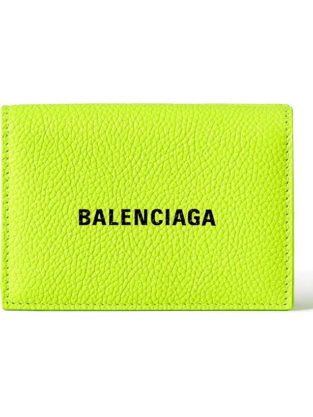 Photo: BALENCIAGA - Logo-Print Leather Trifold Wallet