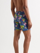 Hartford - Slim-Fit Mid-Length Printed Swim Shorts - Blue