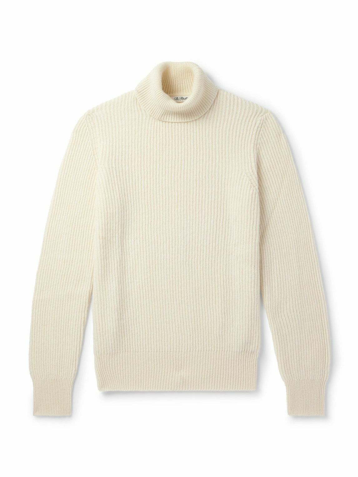 De Petrillo - Slim-Fit Ribbed Merino Wool and Cashmere-Blend Rollneck Sweater - Neutrals