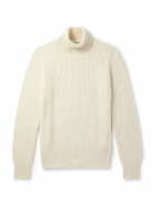 De Petrillo - Slim-Fit Ribbed Merino Wool and Cashmere-Blend Rollneck Sweater - Neutrals